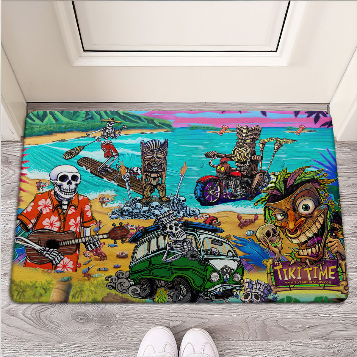 Skull And Tiki Summer Vibe - Doormat - Owls Matrix LTD