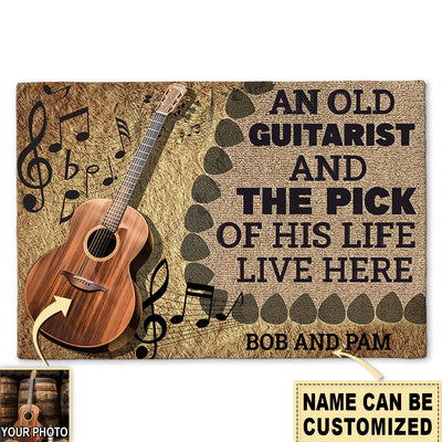 S ( 16X24 INCHES ) Guitar An Old Guitarist Guitar Vintage Custom Photo Personalized - Doormat - Owls Matrix LTD
