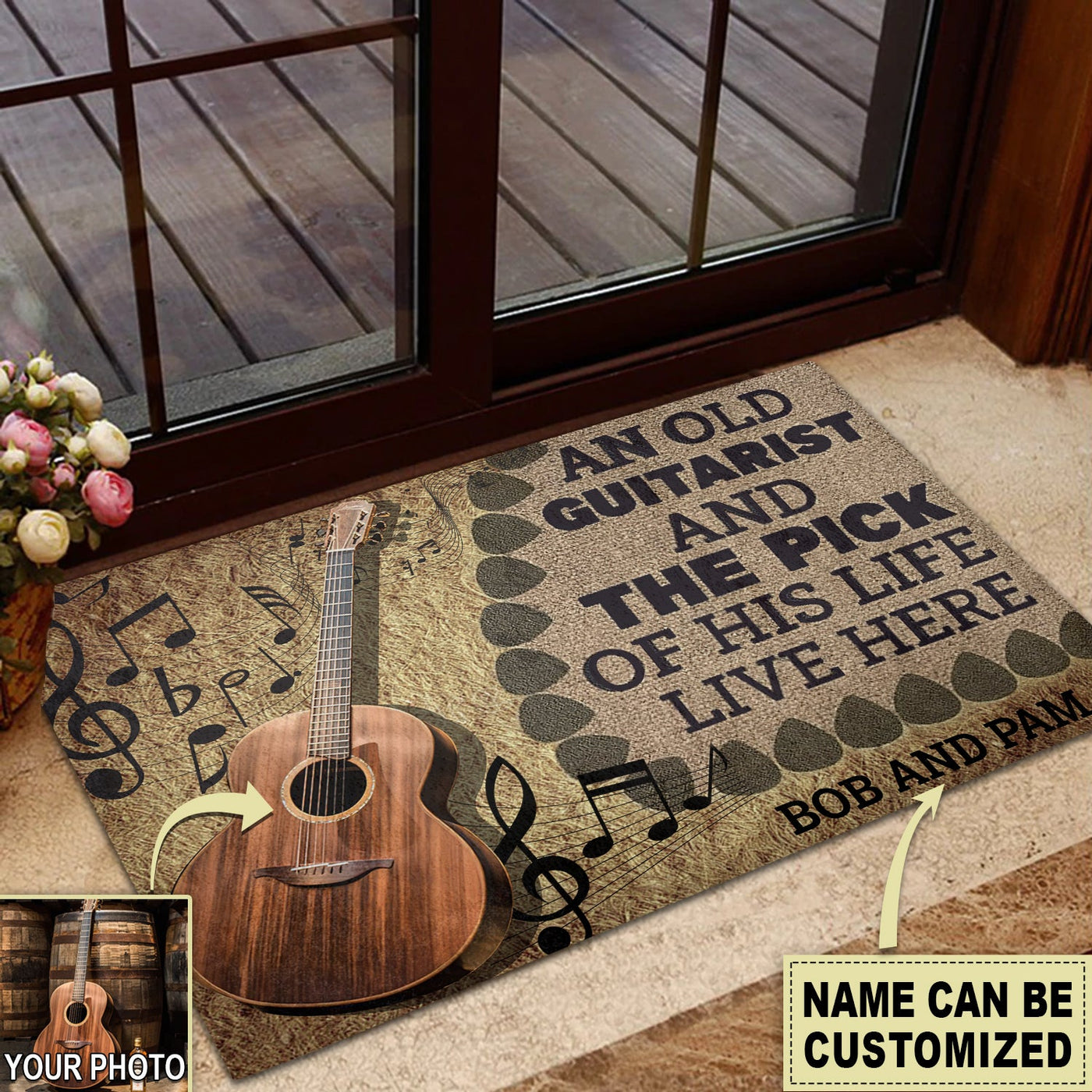 Guitar An Old Guitarist Guitar Vintage Custom Photo Personalized - Doormat - Owls Matrix LTD