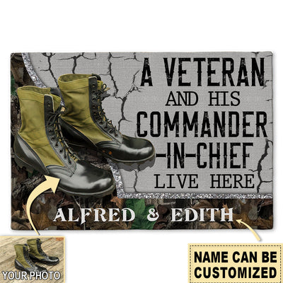 S ( 16X24 INCHES ) Veteran Boot Glitter Crack Custom Photo Personalized - Doormat - Owls Matrix LTD