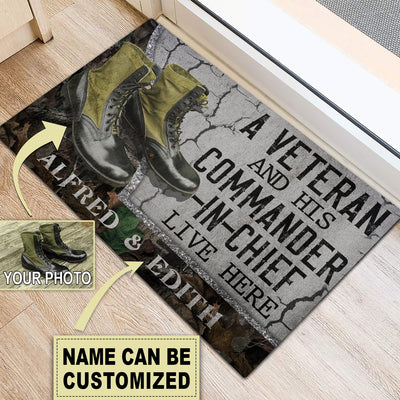 Veteran Boot Glitter Crack Custom Photo Personalized - Doormat - Owls Matrix LTD
