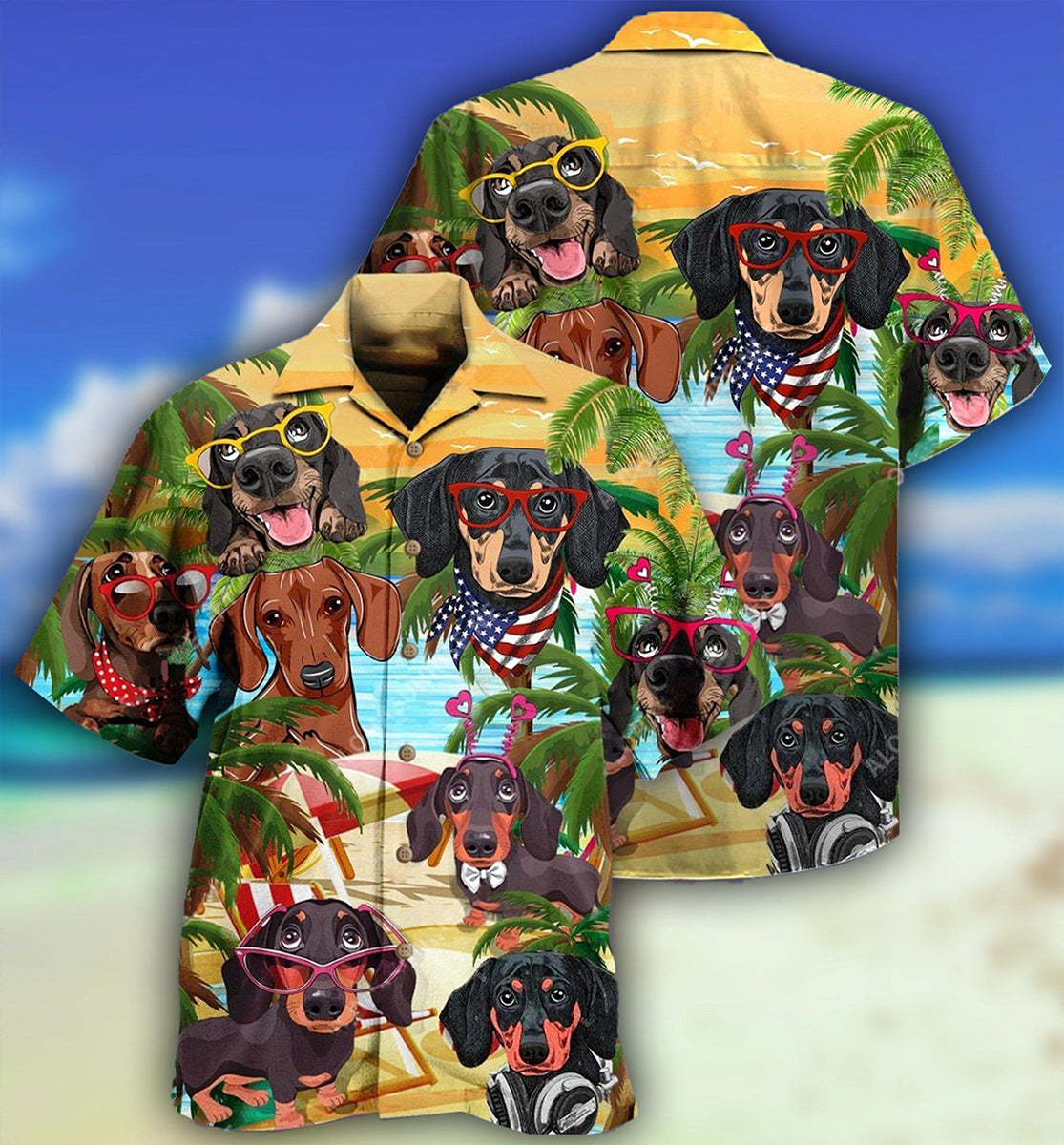 Dachshund Hawaii Beach - Hawaiian Shirt - Owls Matrix LTD