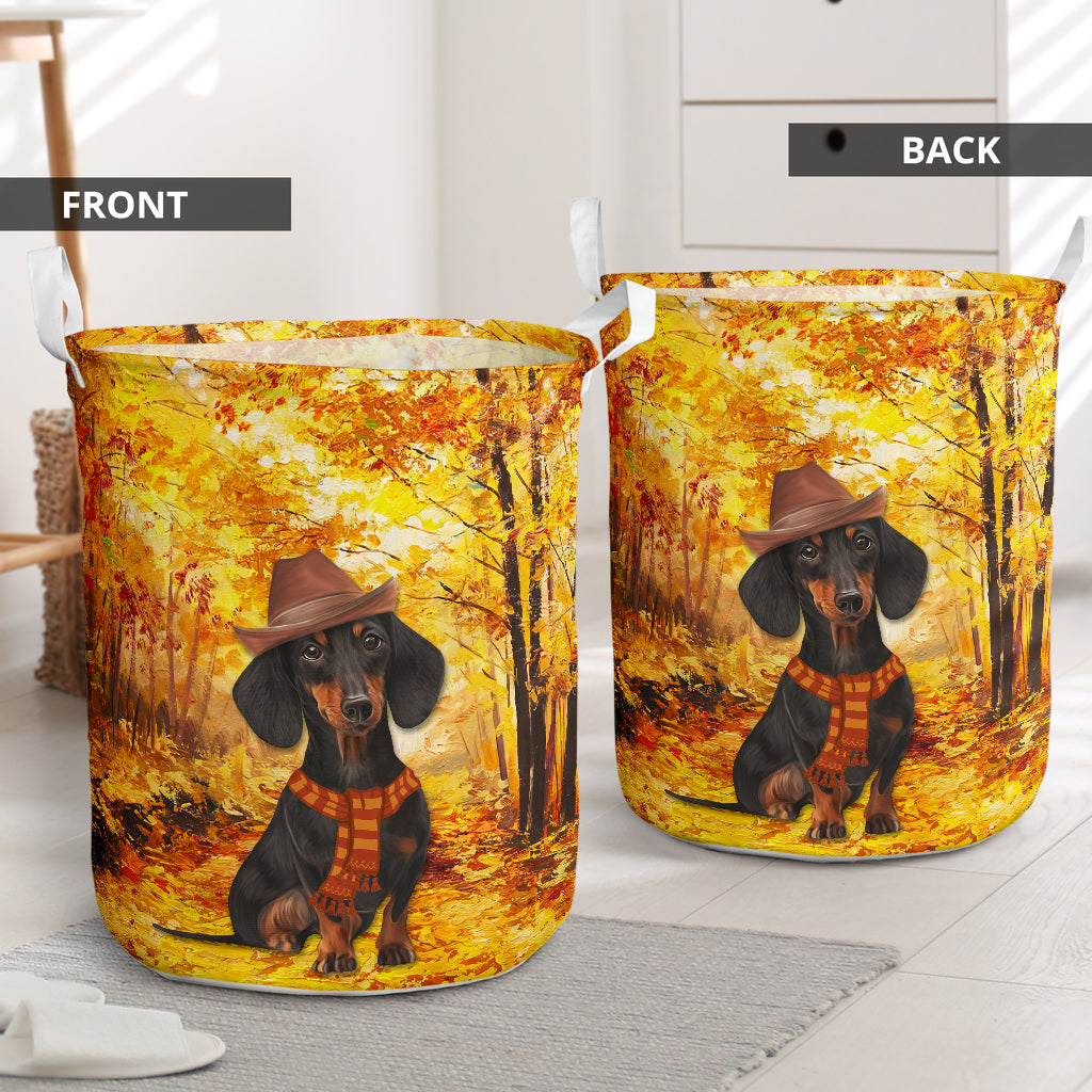 Dachshund Autumn Dreamy - Laundry Basket - Owls Matrix LTD