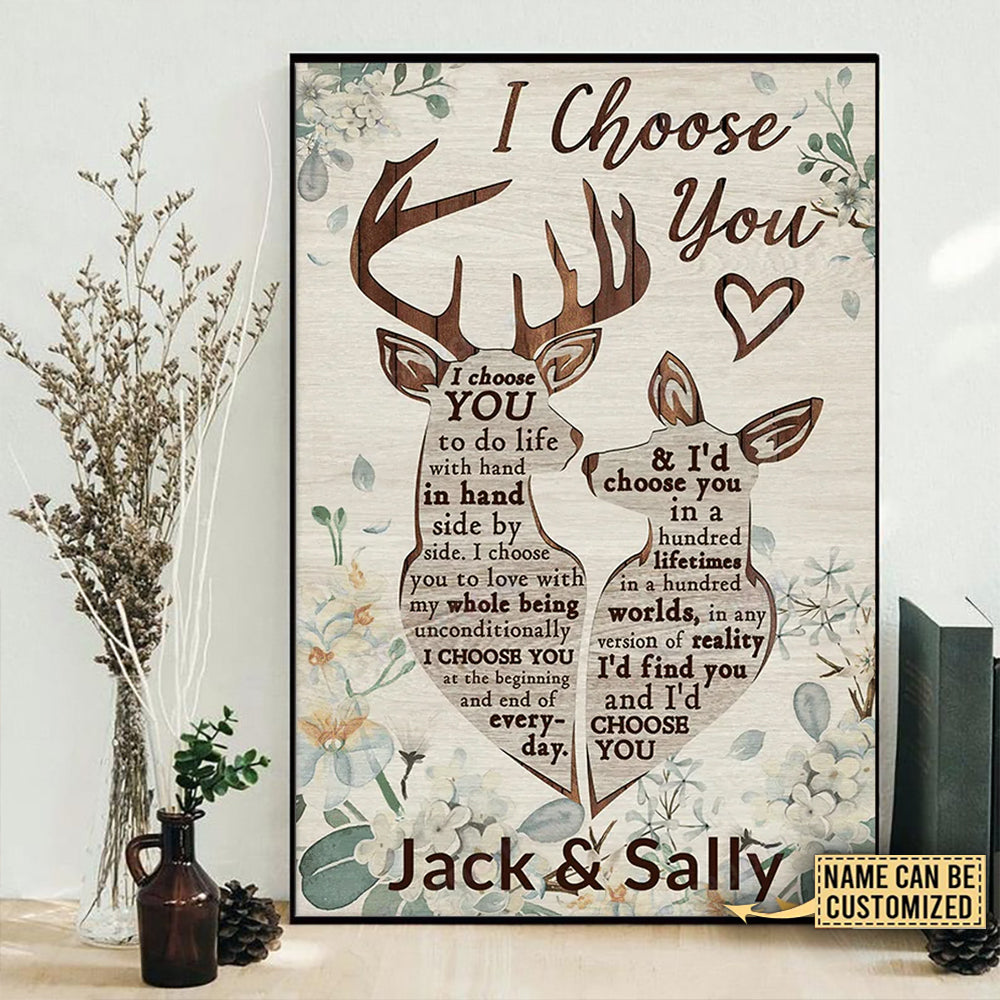 Deer I Choose You Personalized - Vertical Poster - Owls Matrix LTD