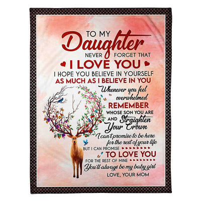 50" x 60" Deer Never Forget That I Love Mom - Flannel Blanket - Owls Matrix LTD