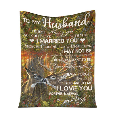 50" x 60" Deer To My Husband Hunting Style - Flannel Blanket - Owls Matrix LTD