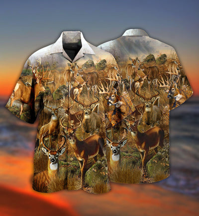 Deer In The Dry Forest With Vintage Style - Hawaiian Shirt - Owls Matrix LTD