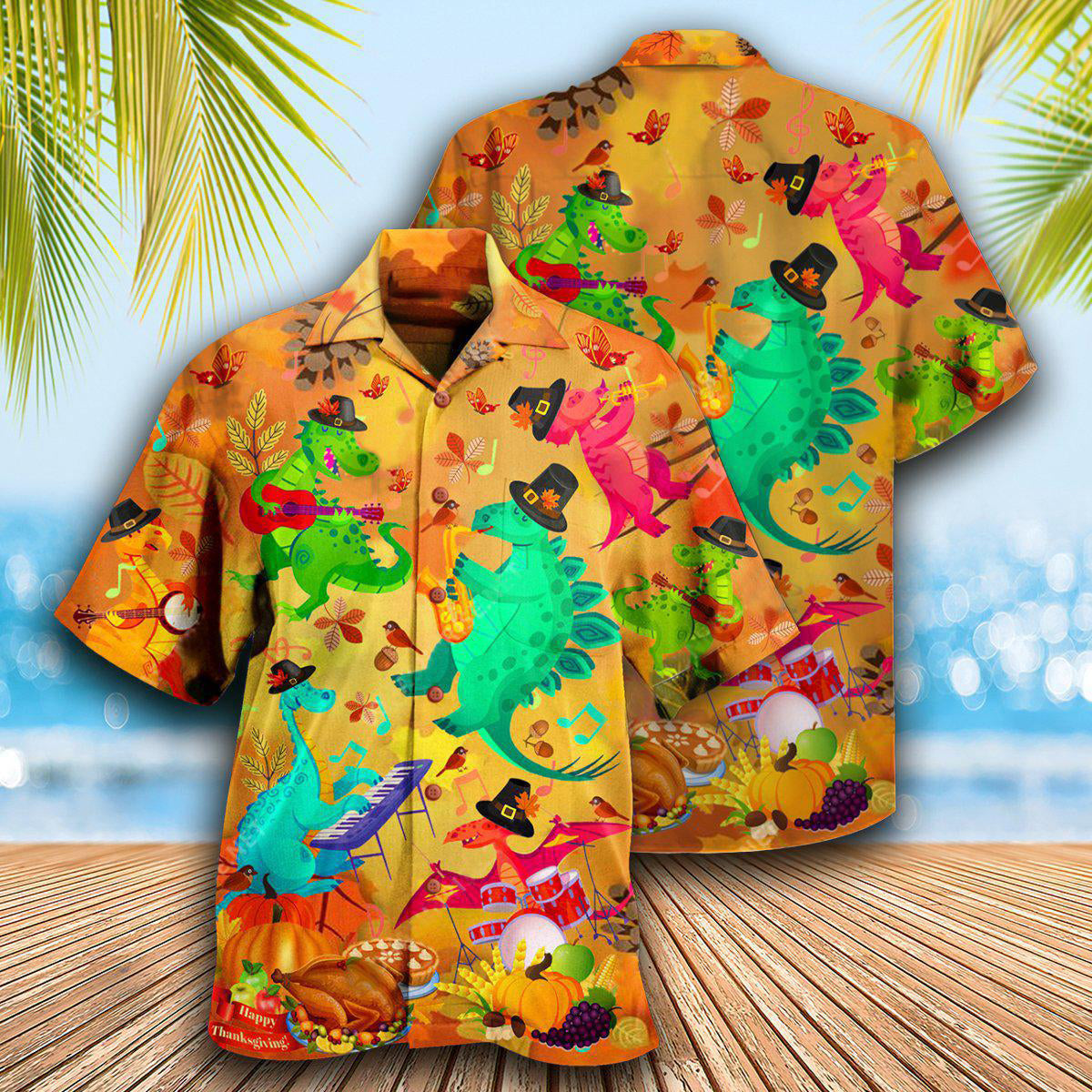 Dinosaur Funny Thanksgiving - Hawaiian Shirt - Owls Matrix LTD