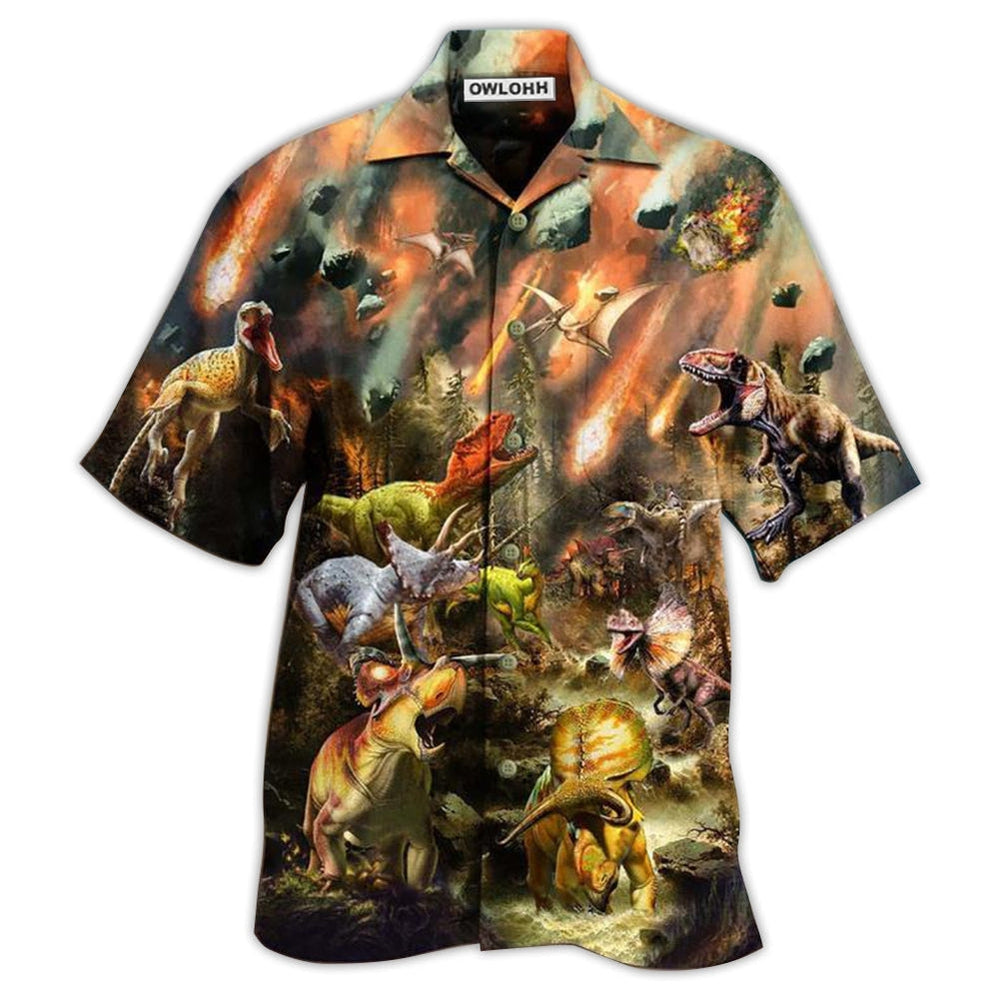 Hawaiian Shirt / Adults / S Dinosaur Disastrous War - Hawaiian Shirt - Owls Matrix LTD