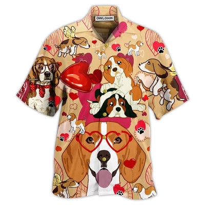 Hawaiian Shirt / Adults / S Beagle Dog And Valentine Love You - Hawaiian Shirt - Owls Matrix LTD