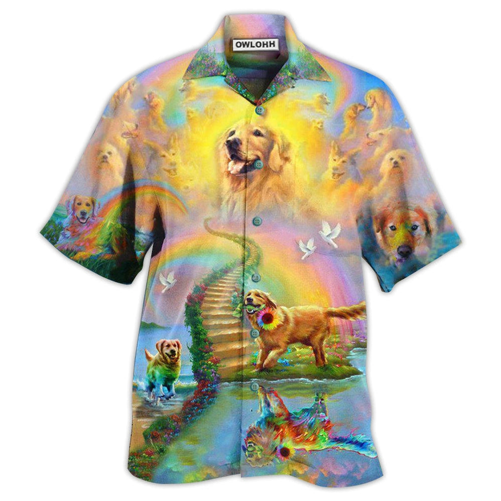 Hawaiian Shirt / Adults / S Golden Retriever Gold At The End Of A Rainbow - Hawaiian Shirt - Owls Matrix LTD