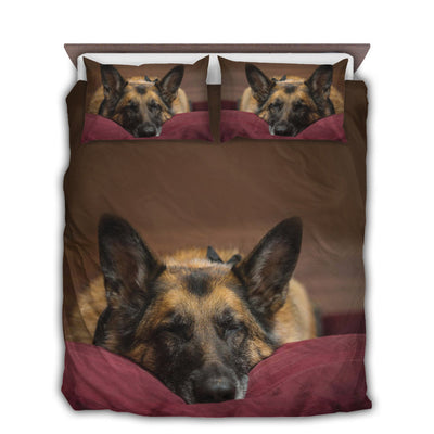 US / Twin (68" x 86") German Shepherd Dog Goodnight Sleeping - Bedding Cover - Owls Matrix LTD
