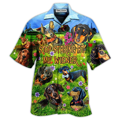 Hawaiian Shirt / Adults / S Dachshund Dog Stop Staring At My Wiener - Hawaiian Shirt - Owls Matrix LTD