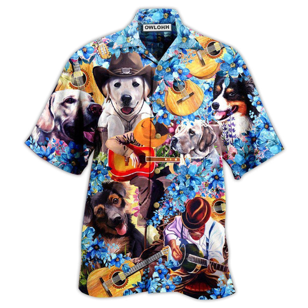 Hawaiian Shirt / Adults / S Guitar Dog That's What I Do I Pet Dogs I Play Guitars - Hawaiian Shirt - Owls Matrix LTD
