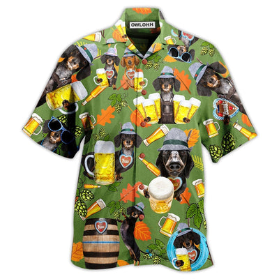 Hawaiian Shirt / Adults / S Beer Dachshund Drinking Beer - Hawaiian Shirt - Owls Matrix LTD
