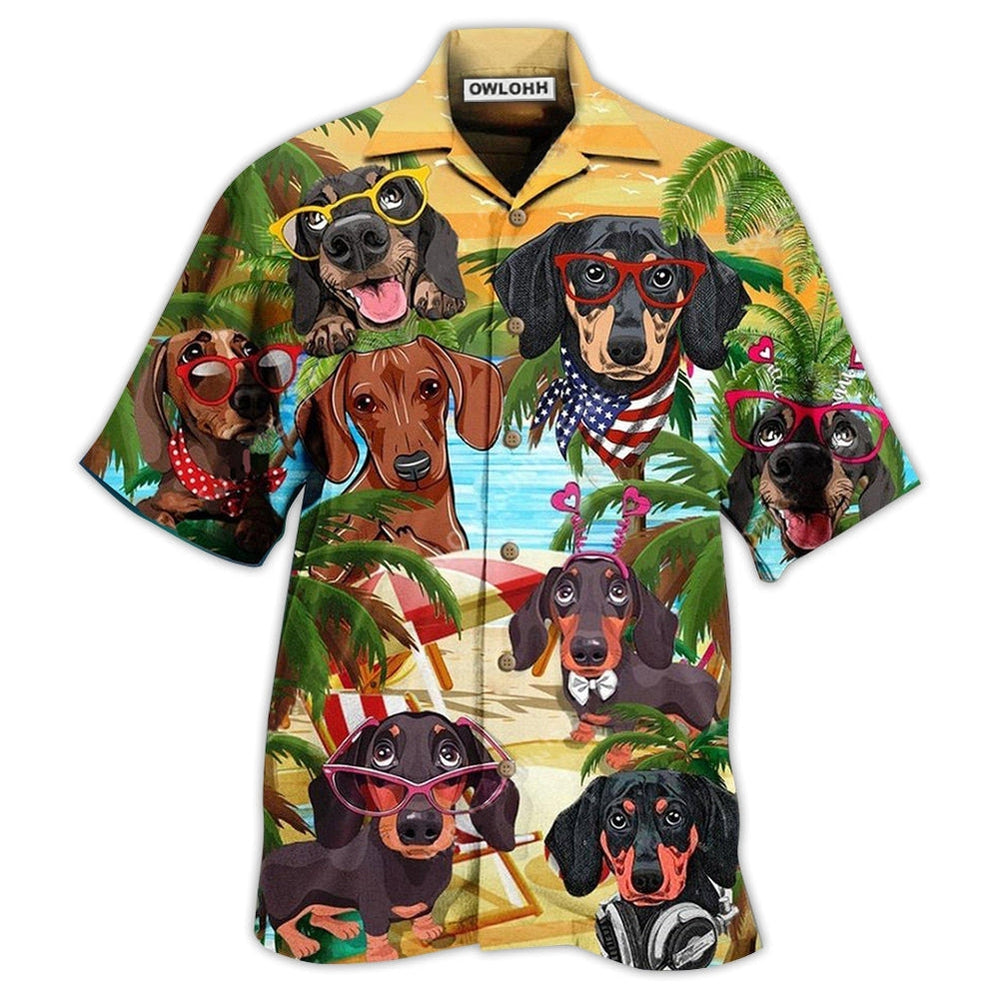 Hawaiian Shirt / Adults / S Dachshund Hawaii Beach - Hawaiian Shirt - Owls Matrix LTD