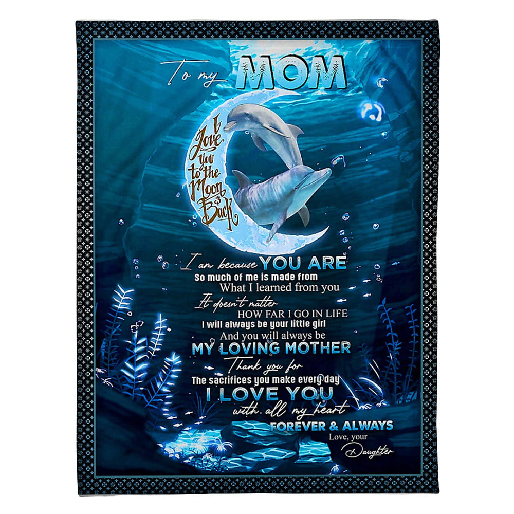 50" x 60" Dolphin I Love You With All My Heart - Flannel Blanket - Owls Matrix LTD
