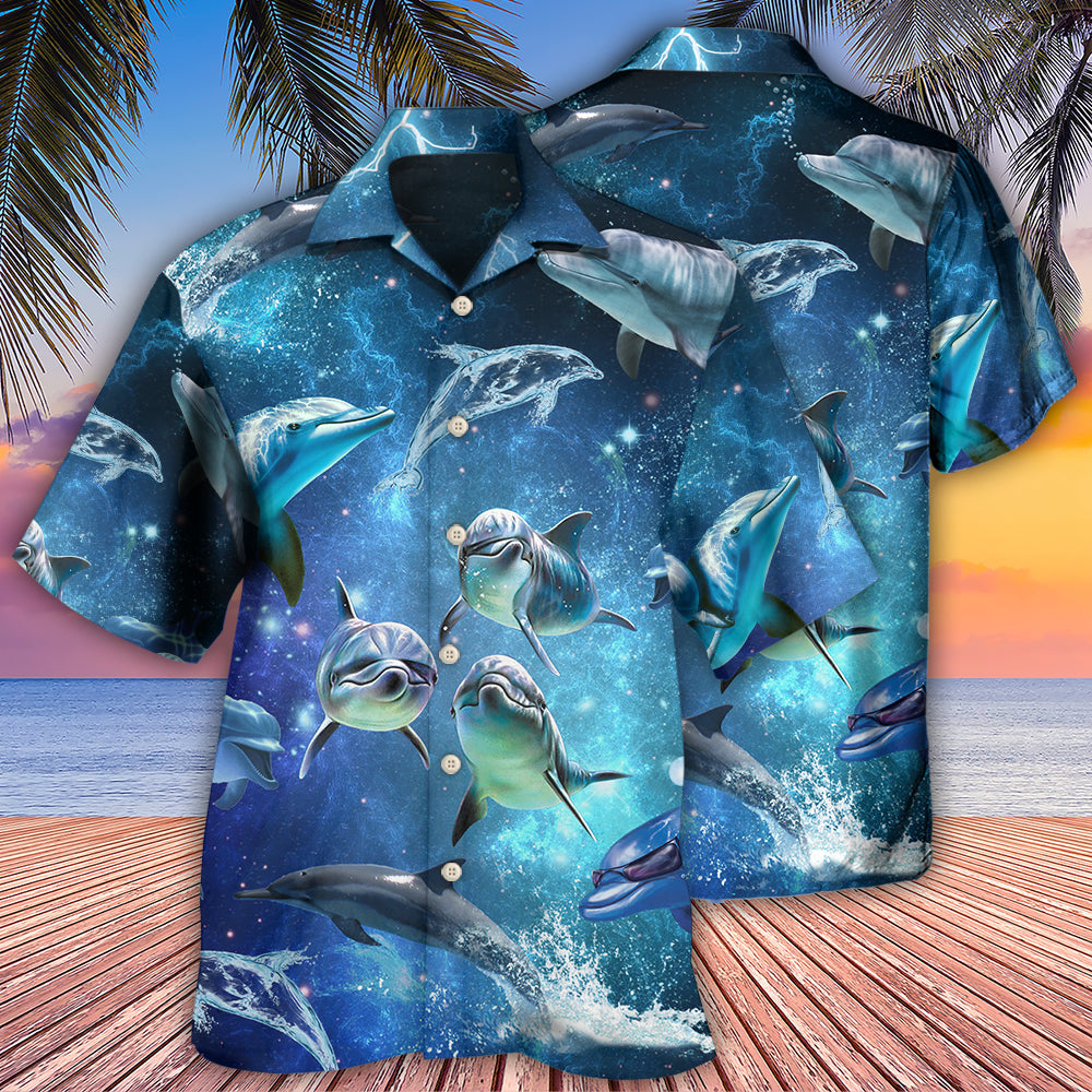 Dolphin In The Frozen Galaxy - Hawaiian Shirt - Owls Matrix LTD