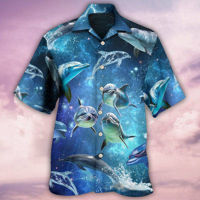 Dolphin In The Frozen Galaxy - Hawaiian Shirt - Owls Matrix LTD
