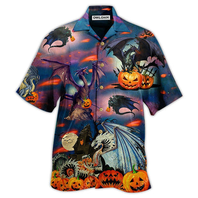 Hawaiian Shirt / Adults / S Halloween Dragon And Halloween Scaredy - Hawaiian Shirt - Owls Matrix LTD