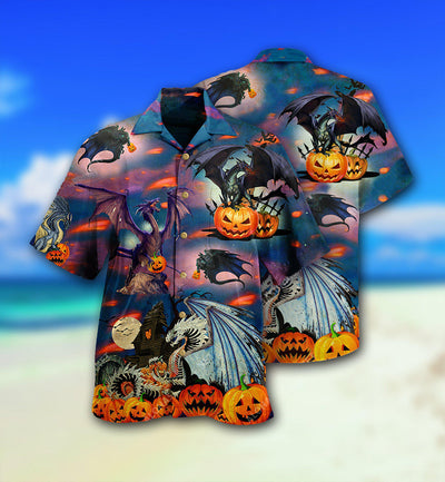 Halloween Dragon And Halloween Scaredy - Hawaiian Shirt - Owls Matrix LTD