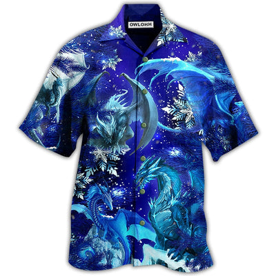 Hawaiian Shirt / Adults / S Dragon Merry Xmas Snow Love Blue Color - Hawaiian Shirt - Owls Matrix LTD
