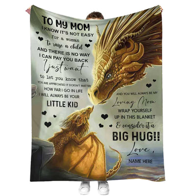 50" x 60" Dragon To My Mom Personalized - Flannel Blanket - Owls Matrix LTD