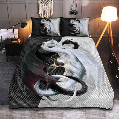 Dragon Couple Black And White Cool - Bedding Cover - Owls Matrix LTD