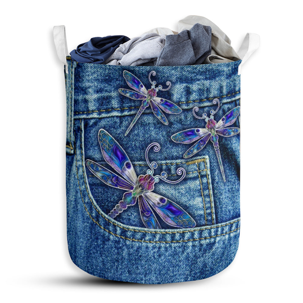Dragonfly Jean Pocket - Laundry Basket - Owls Matrix LTD