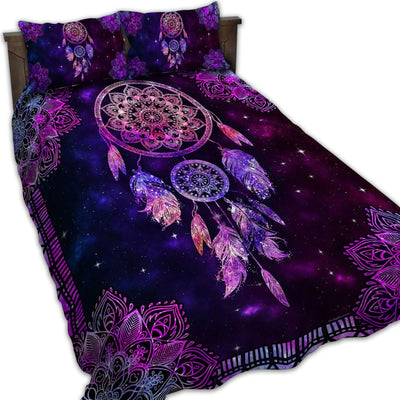 TWIN ( 50 x 60 INCH ) Dreamcatcher Mandala Purple Style - Quilt Set - Owls Matrix LTD