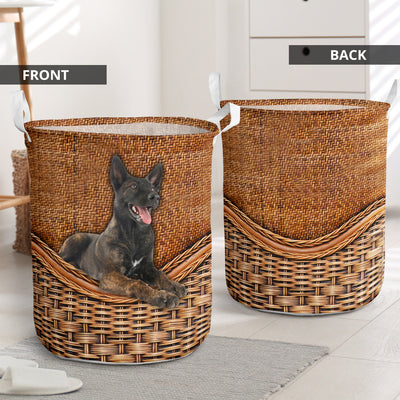 Dutch Shepherd Dog Rattan Teaxture - Laundry Basket - Owls Matrix LTD