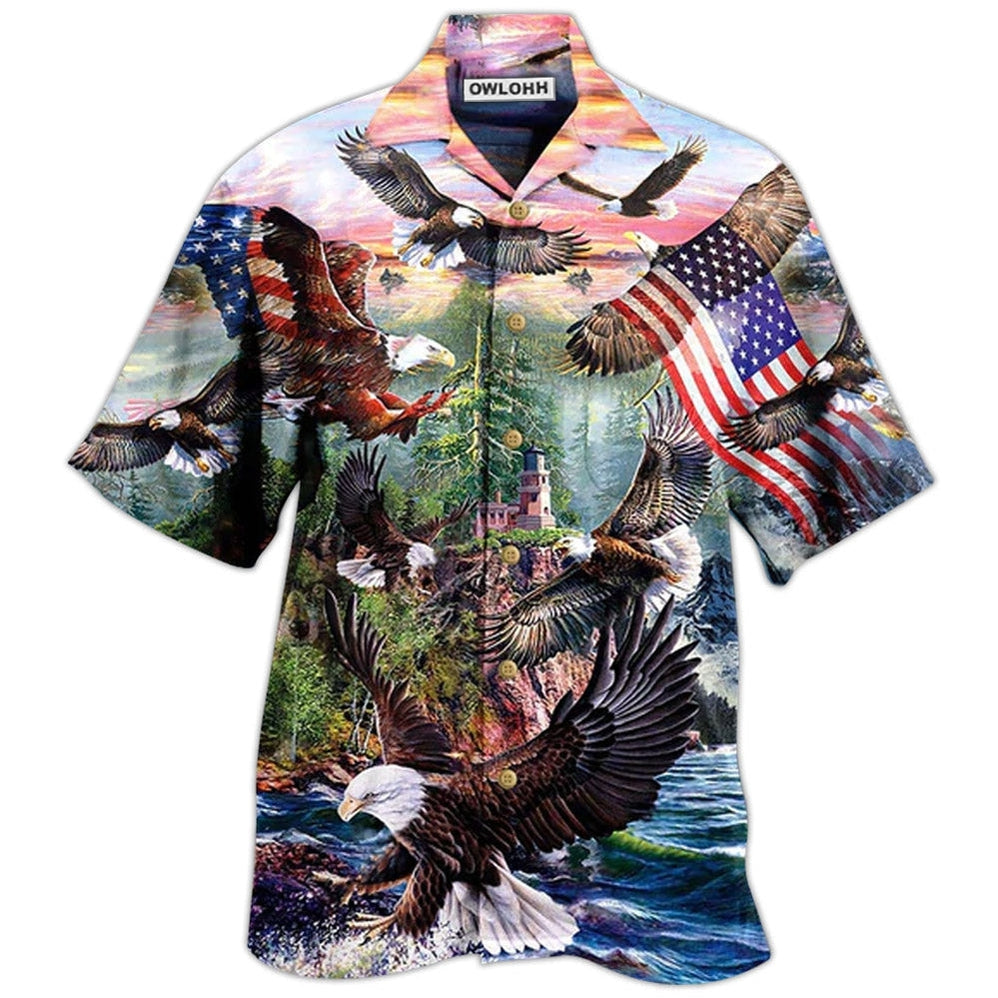 Hawaiian Shirt / Adults / S America Eagle Spirit Of America - Hawaiian Shirt - Owls Matrix LTD