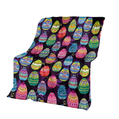 50" x 60" Easter Eggs Pattern Purple Happy Easter Day - Flannel Blanket - Owls Matrix LTD