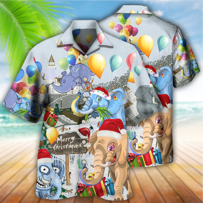 Elephant Funny Having Fun On Christmas Day - Hawaiian Shirt - Owls Matrix LTD