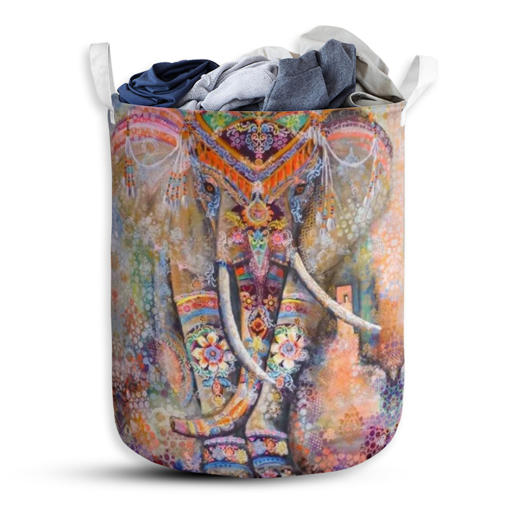 S: 17.72”x13.78” (45x35 cm) Elephant Panitng Art - Laundry Basket - Owls Matrix LTD