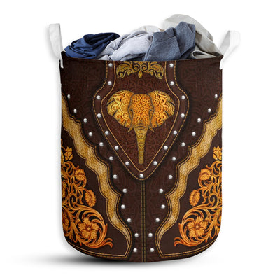 S: 17.72”x13.78” (45x35 cm) Elephant Pattern Wood - Laundry Basket - Owls Matrix LTD