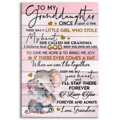 12x18 Inch Elephant To My Granddaughter I Love You - Vertical Poster - Owls Matrix LTD