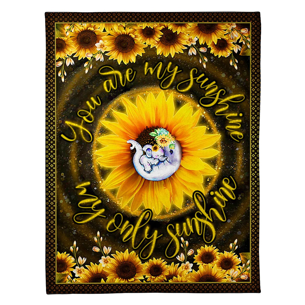50" x 60" Elephant You Are My Sunshine - Flannel Blanket - Owls Matrix LTD