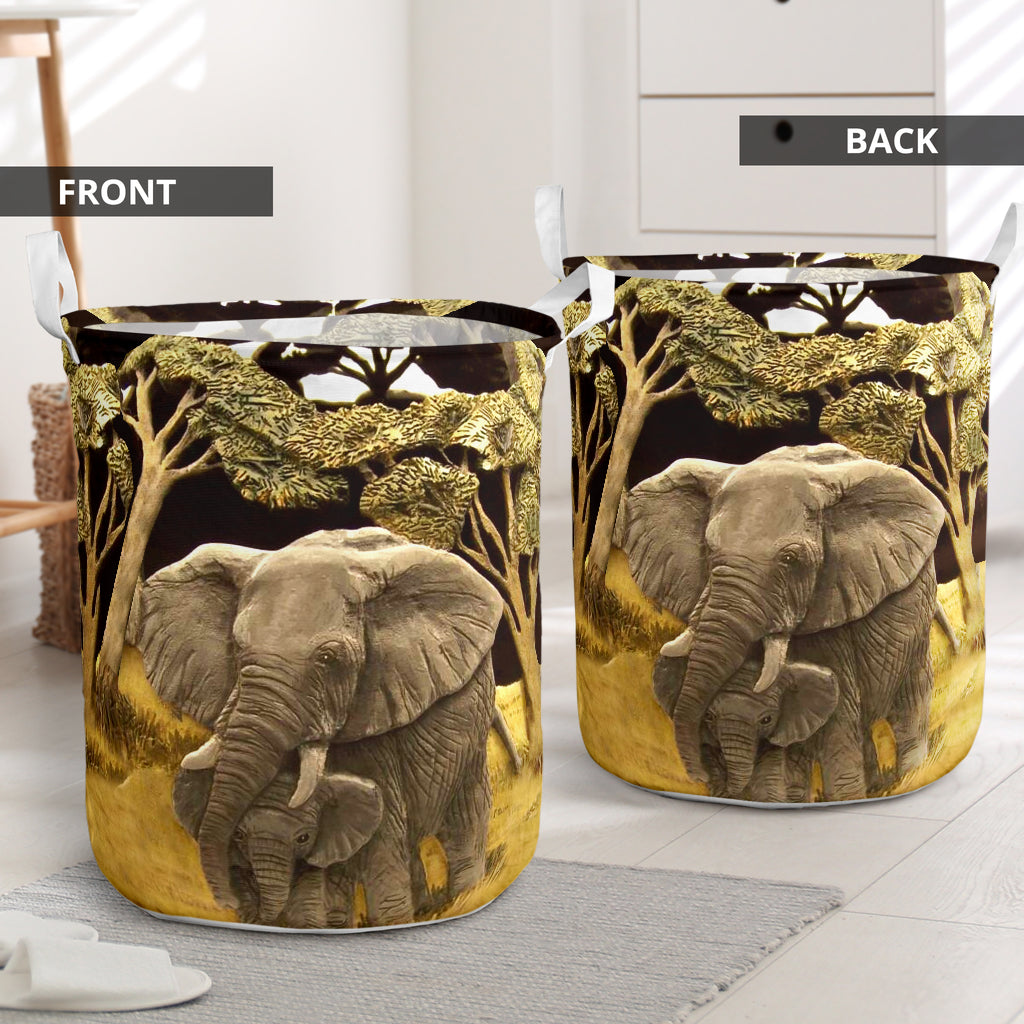 Elephant Art Gourds - Laundry Basket - Owls Matrix LTD