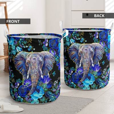 Elephant Flower Purple - Laundry Basket - Owls Matrix LTD