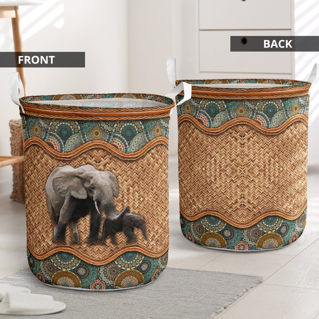 Elephant Rattan Mandala - Laundry Basket - Owls Matrix LTD