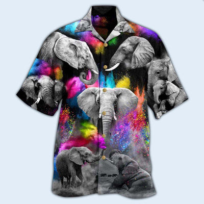 Elephant Grey Elepant with Colorful And Black Style - Hawaiian Shirt - Owls Matrix LTD