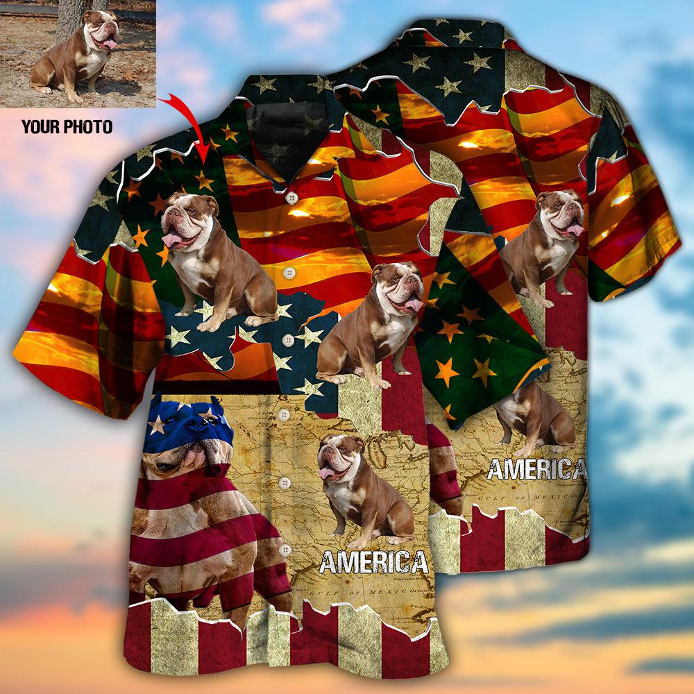 English Bulldog America Sunset Custom Photo - Hawaiian Shirt - Owls Matrix LTD