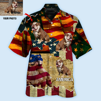 English Bulldog America Sunset Custom Photo - Hawaiian Shirt - Owls Matrix LTD