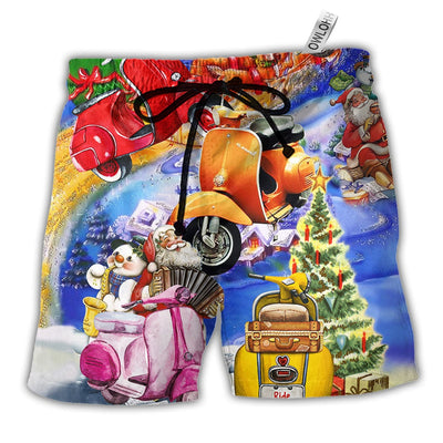 Beach Short / Adults / S Scooter Chill With Your Scooters By Greece Beach Merry Christmas - Beach Short - Owls Matrix LTD