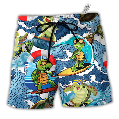 Beach Short / Adults / S Turtle Surf Happy Style Funny - Beach Short - Owls Matrix LTD