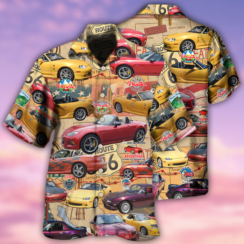 Car Road Route Vintage Style - Hawaiian Shirt - Owls Matrix LTD
