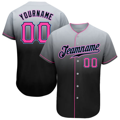 Custom Gray Pink-Black Authentic Fade Fashion Baseball Jersey - Owls Matrix LTD