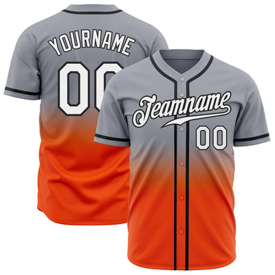 Custom Gray White Orange-Black Authentic Fade Fashion Baseball Jersey - Owls Matrix LTD