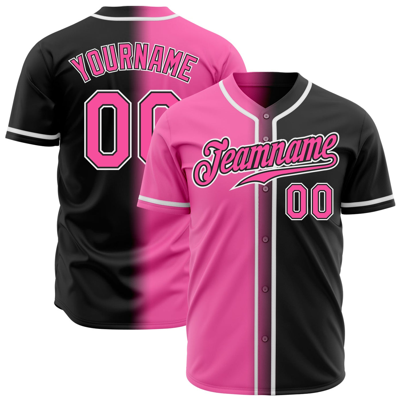 Custom Black Pink-White Authentic Fade Fashion Baseball Jersey - Owls Matrix LTD